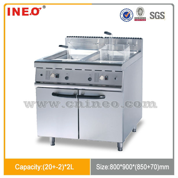 Stainless Steel 2 Tanks Commercial Gas Deep Fryer Used In Restaurant(INEO are professional on commercial kitchen project)