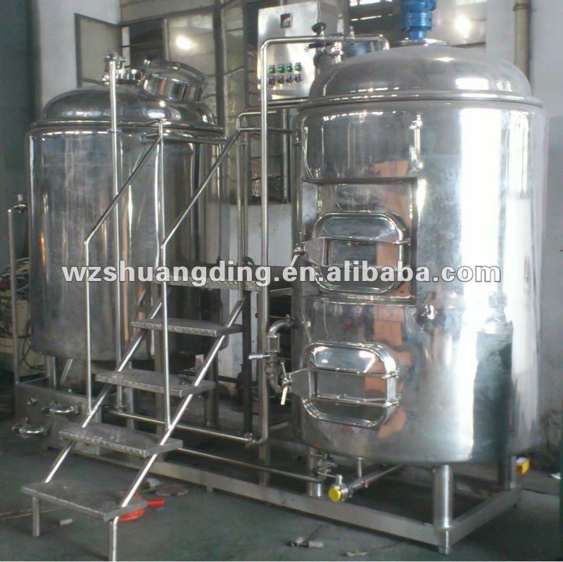 Stainless steel brewing system brew house