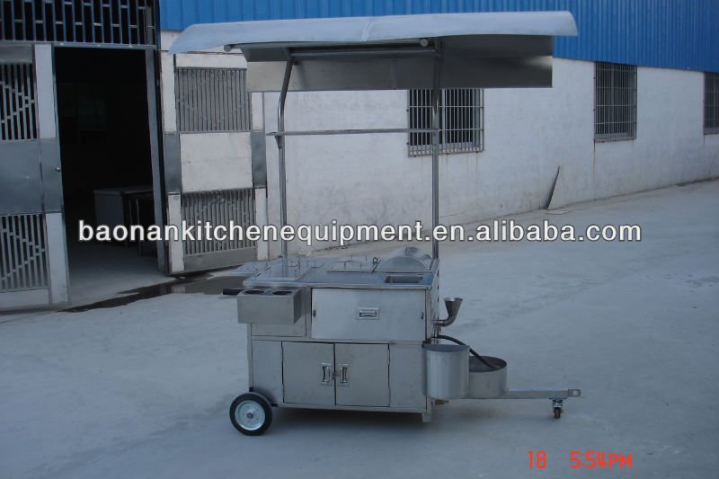 Stainless steel mobile food cart with wheel for sale BN-618