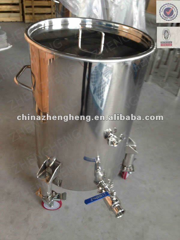 Stainless steel movable tank with ball valve,handle,casters