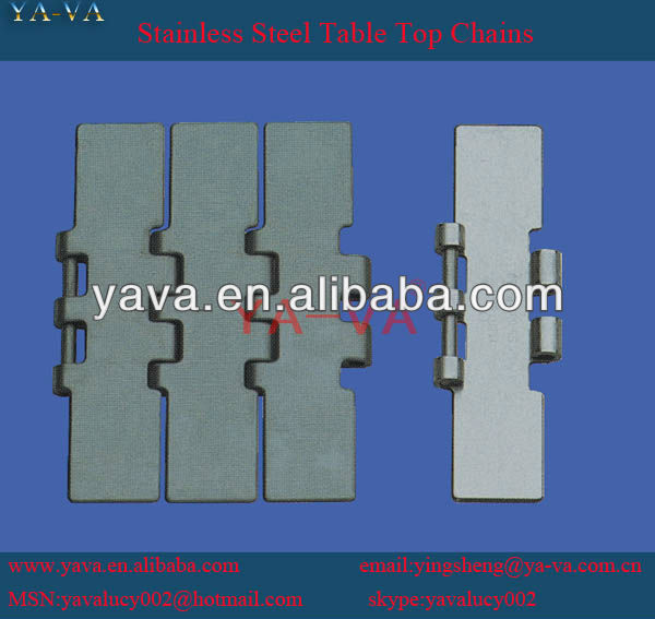 Stainless steel table top chains for conveyor system