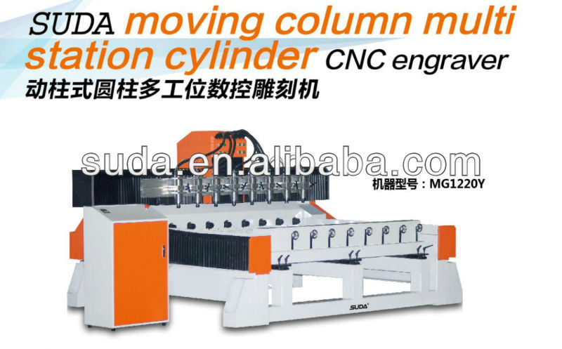 SUDA moving column multi station cylinder cnc engraver cnc woodworking machinery