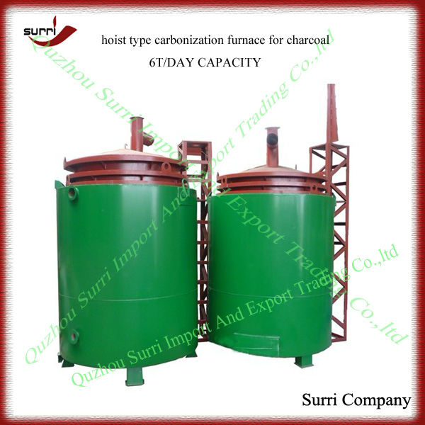 Surri Hoist type wood charring furnace for charcoal