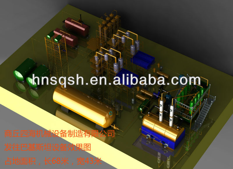 The Production Line for Recycling Waste Tire/Rubber/Plastic to Diesel Directly