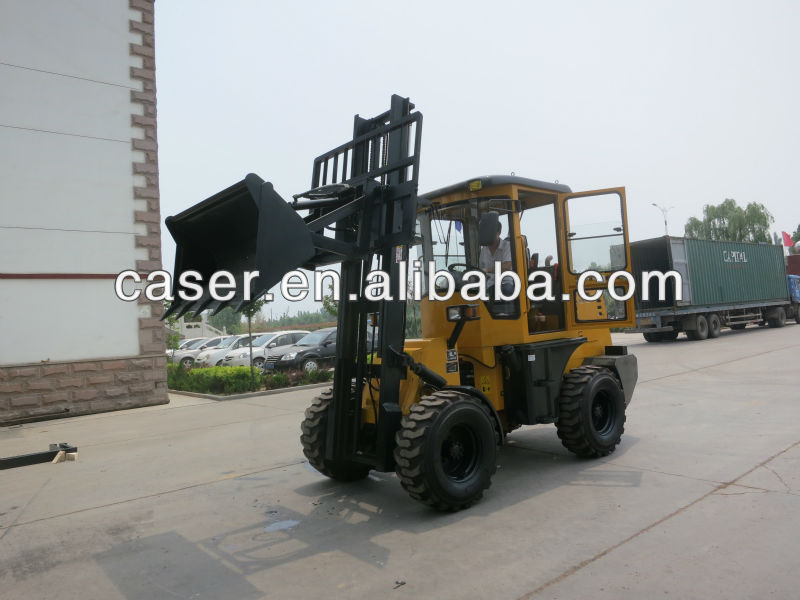 Tilting Bucket Rough Terrain Forklift truck, with CE