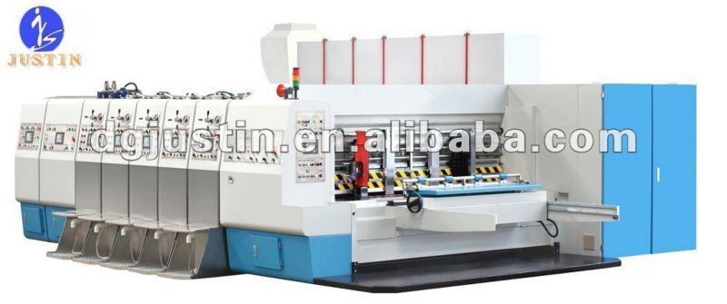 Top vacuum transporting flexo printer slotter die-cutter