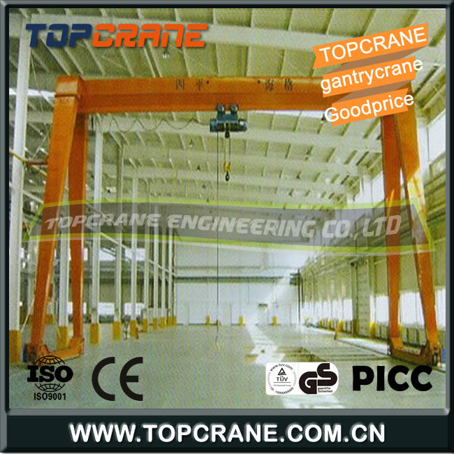 Travelling Run Rail gantry crane with 10 ton electric hoist