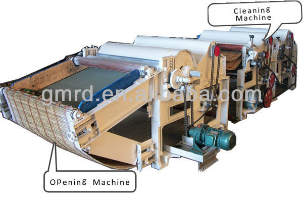 Two cylinder GM250 textile waste tearing and recycling machine