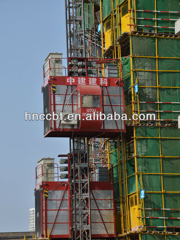 VF rack and pinion material double cage construction hoist