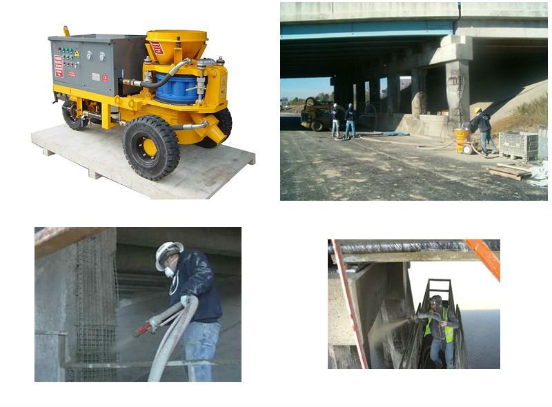 Wet mix shotcrete machine for bridge repairing