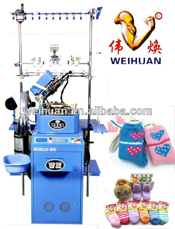 WH-6F-C2 full-automatic feather yarn/microfiber socks making machine(4.5inch)