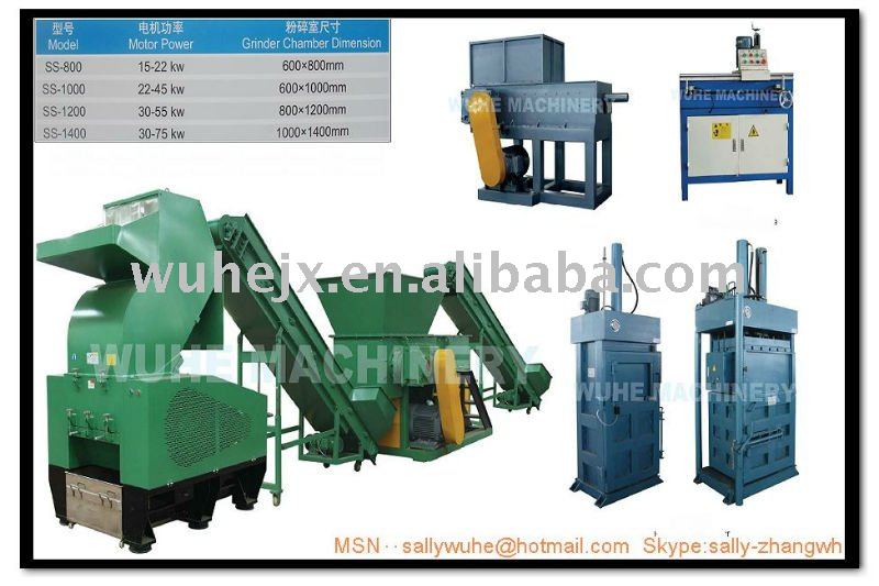 wood/packed paper/films crusher for preprocessing waste plastic