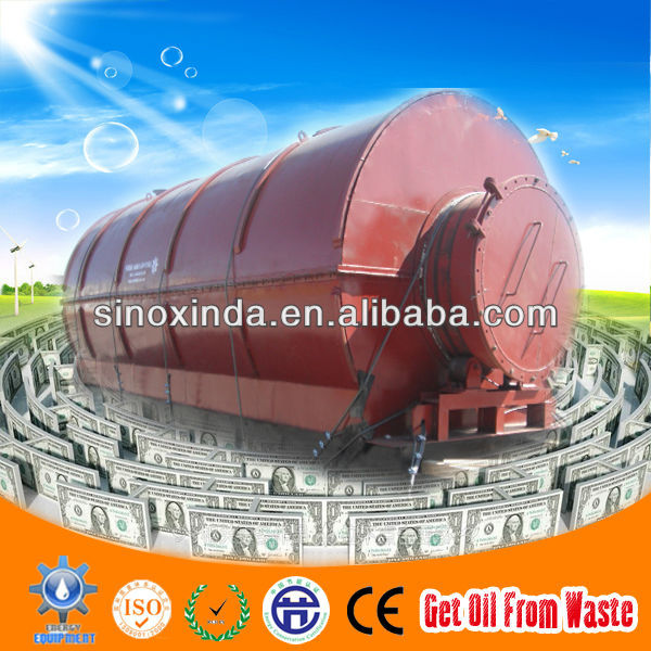 XINDA Scrap plastic/rubber/tires pyrolysis crude oil plant with new cooling system