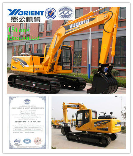 Yugong13.5 ton 15ton full hydraulic Excavators with air-conditioner, Cummins engine, hammer, parts from Korean, ISO9001,C/O,CE