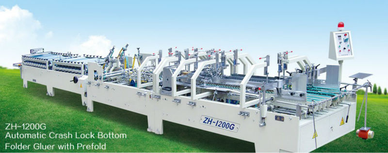 ZH-1200G automatic crash lock bottom folding gluing machinery with prefold