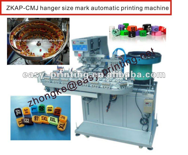 ZKAP-CMJ2 automatic hanger size mark pad printing machine