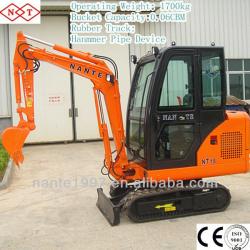 1.5 ton~1.8ton Nante NT18 mini hydraulic crawler excavator(Japanese Engine,CE Certificate)