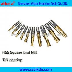 2 flute HSS co8 end mill with TiN coating