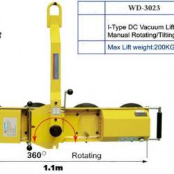 200kgs, I type DC Manual Tilting Rotating Vacuum lifer Glass Handling X shape