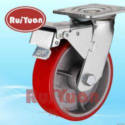 4 inches to 8 inches INDUSTRIAL METAL & PU CASTER Heavy Duty Swivel Cart Wheels & side brake caster
