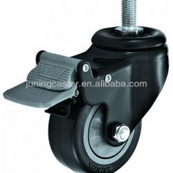 75mm high quality swivel PU caster with Nylon brake lug