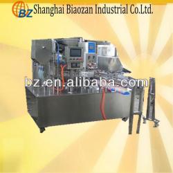 Automatic spouted liquid soya milk pouch filling and capping packing machine