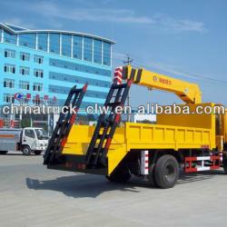 Dongfeng 12tons low flat-panel with crane 6.3tons for hot sales