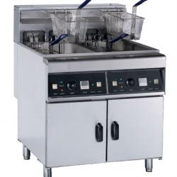 Floor-type Stainless Steel Double Tank Electric Fryer 2 Basket with Cabinet 56L