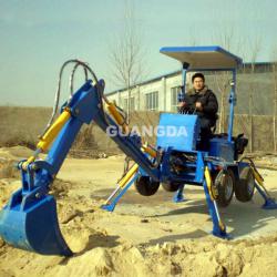 Four wheels, four stabilizers towable backhoe