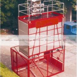 Frequency conversion hoist with single cage construction material hoist