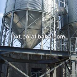 Grain steel silo with elevator and conveyor