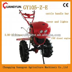 GY105-Z-E 6HP large wheel diesel cultivator agri machine with lamps