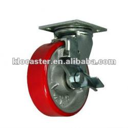 Heavy duty caster with top plate with barake