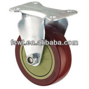 High Quality Medium Duty Polyurethane Purplish Red Single-Round Fixed Caster Wheel