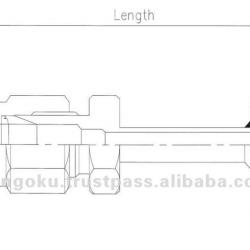 KF-50 vacuum stainless steel flange and 12.7mm flareless joint connectors.