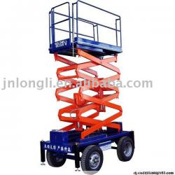 Manually propelled scissor lift table