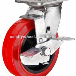 N29 Plastic core PU side brake heavy duty pu casters