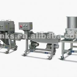 new style hamburger patty making line including the patty making starching and crumbing machine