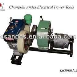 Petrol or diesel engine powered rope hoist winch