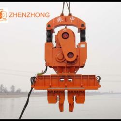 pile driving machine zhenzhong brand vibro hammer with hydraulic pipe pile clamp for steel sheet pile