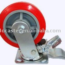 PU industry caster with total brake