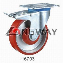 Shopping cart casters, PU caster mold on cast aluminium. Ball bearing