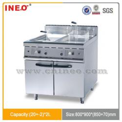 Stainless Steel 2 Tanks Commercial Gas Deep Fryer Used In Restaurant(INEO are professional on commercial kitchen project)