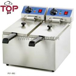 Stainless steel electric fryer with 8+8 L double tanks