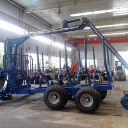 Timber Trailer with Crane mounted on tractor