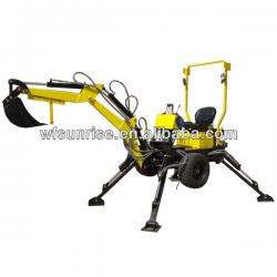 Towable backhoe with engine