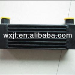 Tube fin automobile oil cooler